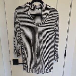 Velvet Heart Black and White Striped Button Down Shirt